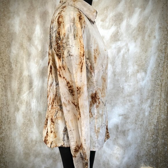 Hand Printed Post-Apocalypse Rusted Button Down - 12 - Picture 3 of 9